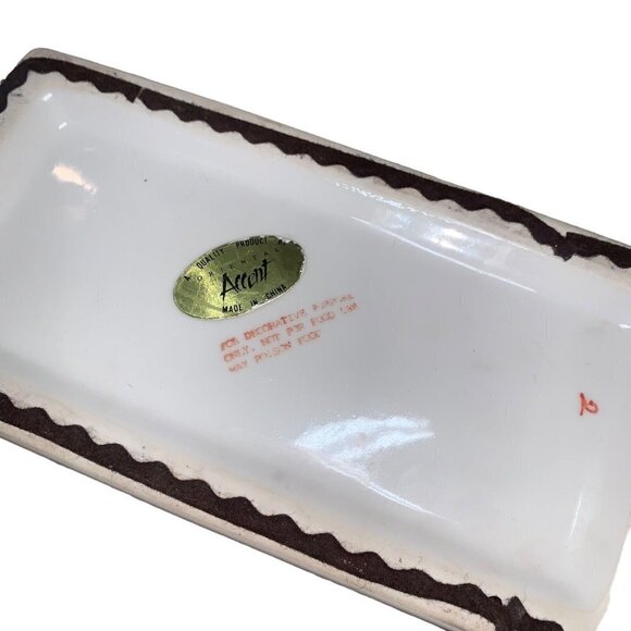 Oriental Accents Asian Inspired Ceramic Box Rectangular Floral Design Glazed - Picture 7 of 7